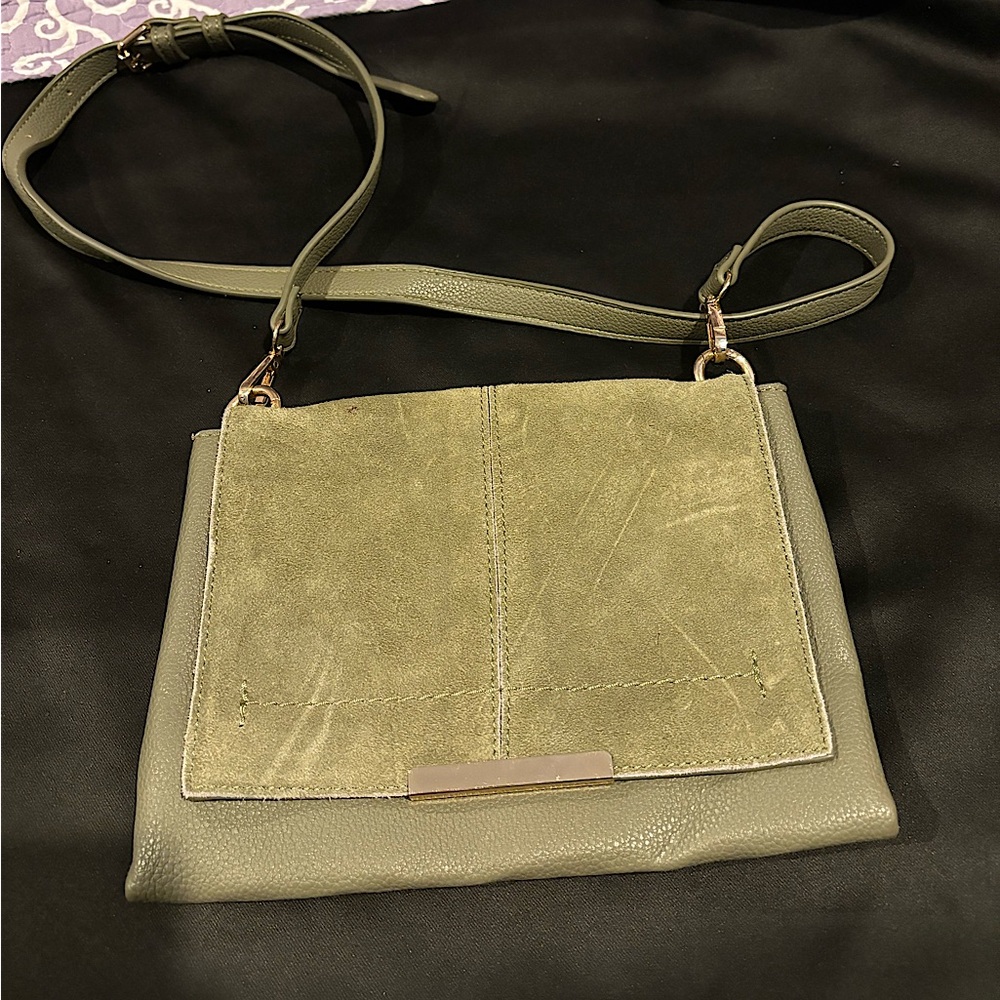 Moda Luxe Green Suede Crossbody Bag